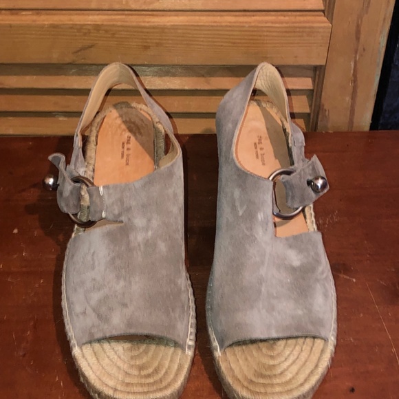 Rag & Bone Suede Leather Wedge Sandals - Picture 2 of 10